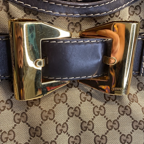 Gucci Queen Medium Hobo Handbag GG Brown Monogram Canvas/Leather - Picture 3 of 14